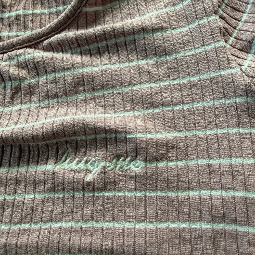 Pink Ribbed Crop Top / Lettuce Trim - Picture 2 of 3